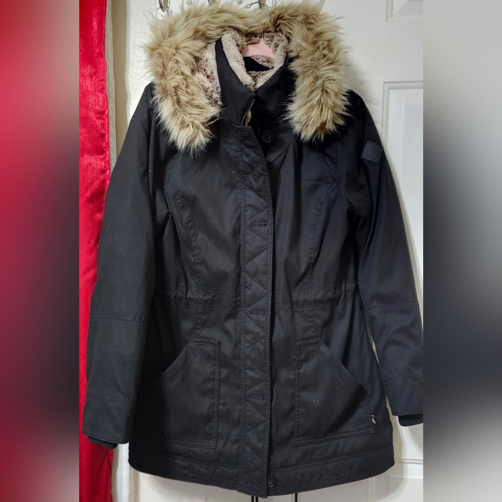 Hollister Black Jacket with Fur Trim